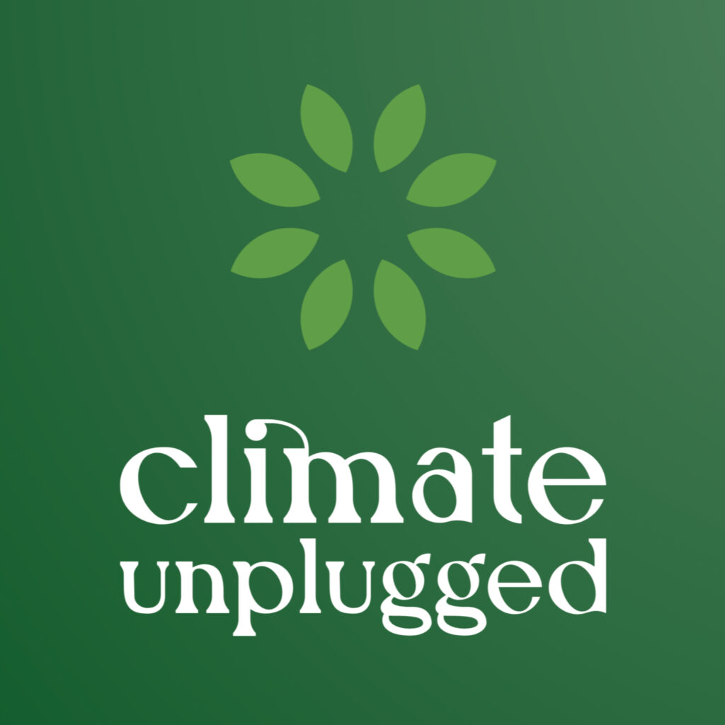 podcast logo saying "climate unplugged"
