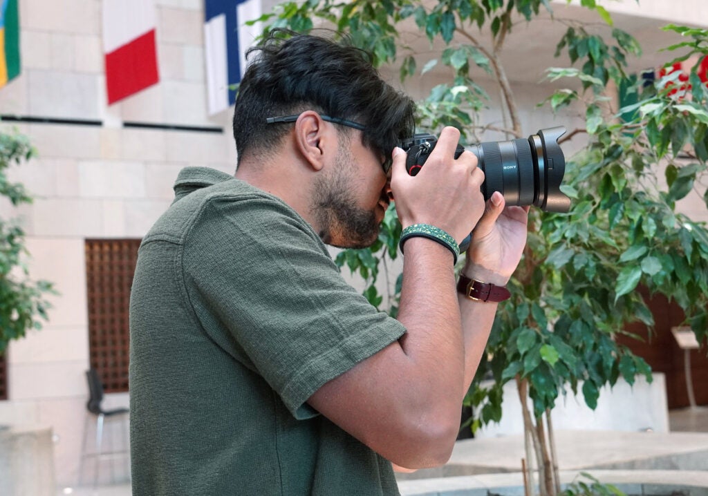 Student with a camera