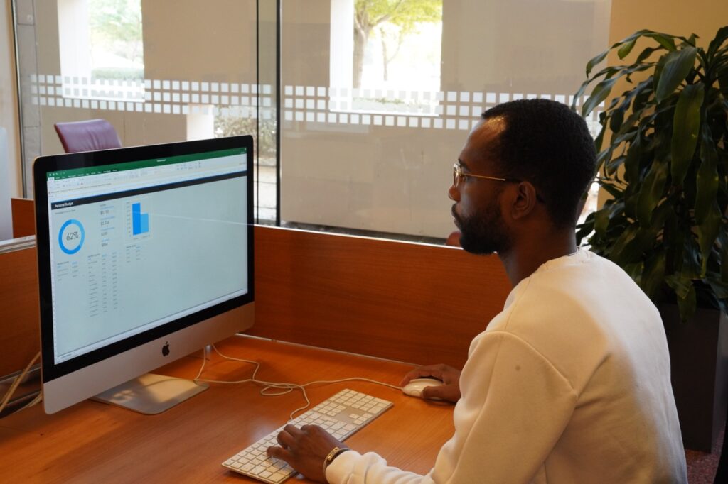 student at a computer