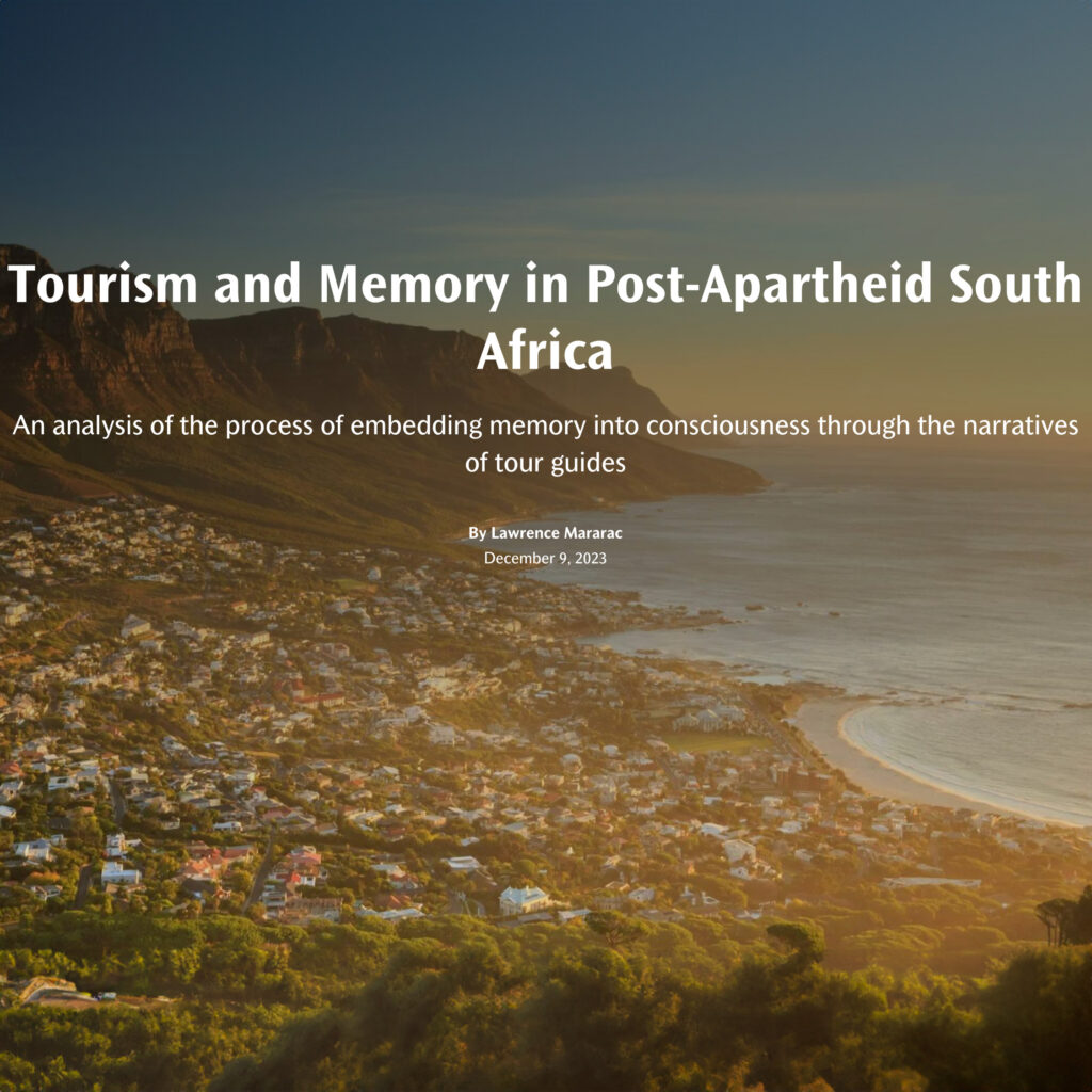 website image, titled "Tourism and Memory in Post-Apartheid South Africa"